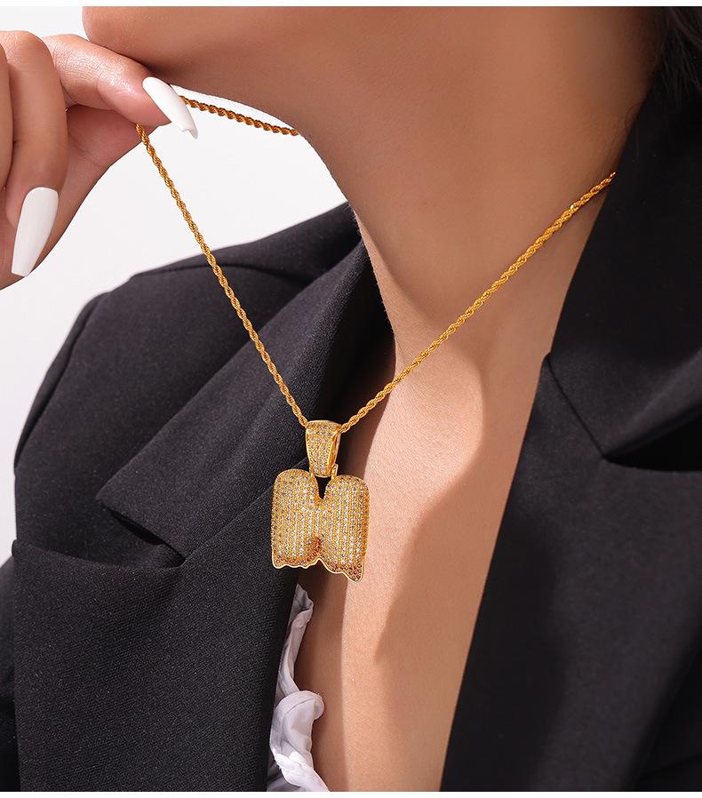 Elegant European-Style Necklace: Women's 26-Letter Diamond-Inlaid Copper Pendant on Titanium Steel Clavicle Chain