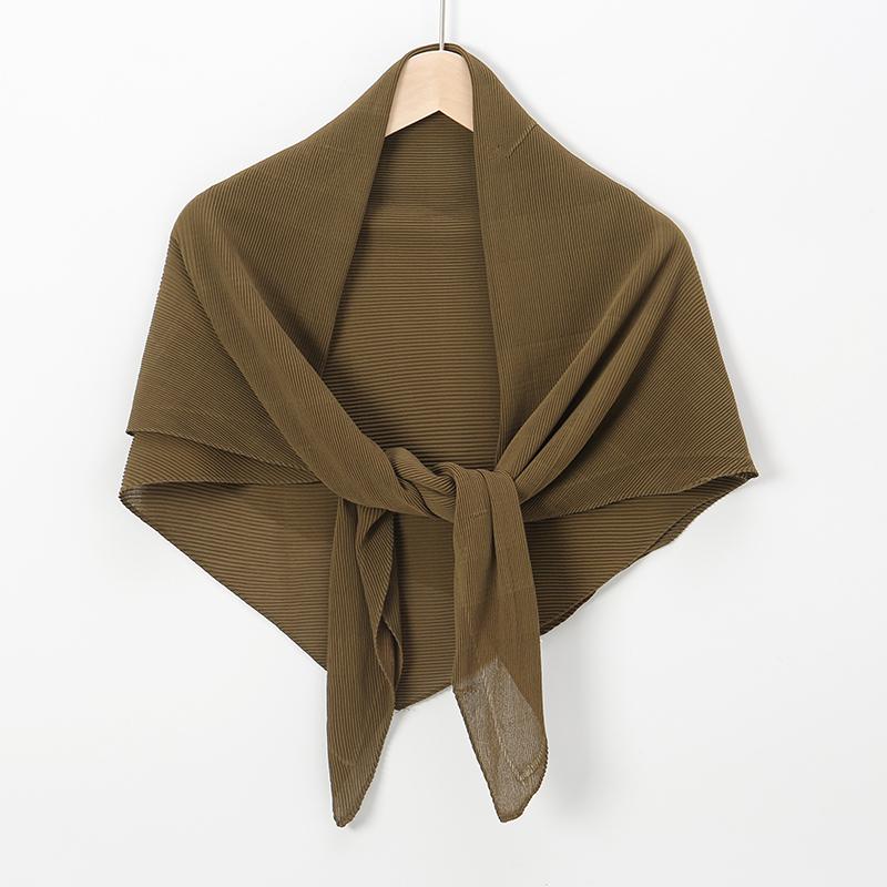 Pleated Square Scarf For Women Muslim Chiffon Hijabs Shawl Solid Crinkle Headscarf Wraps Islamic Turban Headband Bandana Foulard