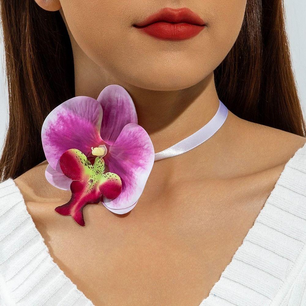 Charm Phalaenopsis Collarbone Chain High-end Flower Choker Exquisite Flower Necklace for Gifts