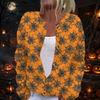Damen Strickjacke mit langen Ärmeln und Halloween-Print, Pullover mit Knopfleiste für Herbst-Party-Outfits