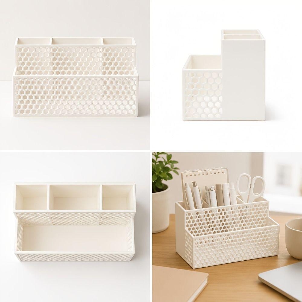 Large Capacity Storage Box Hollowed-out Pen Holder Office Supplies Makeup Holder Desk Supplies