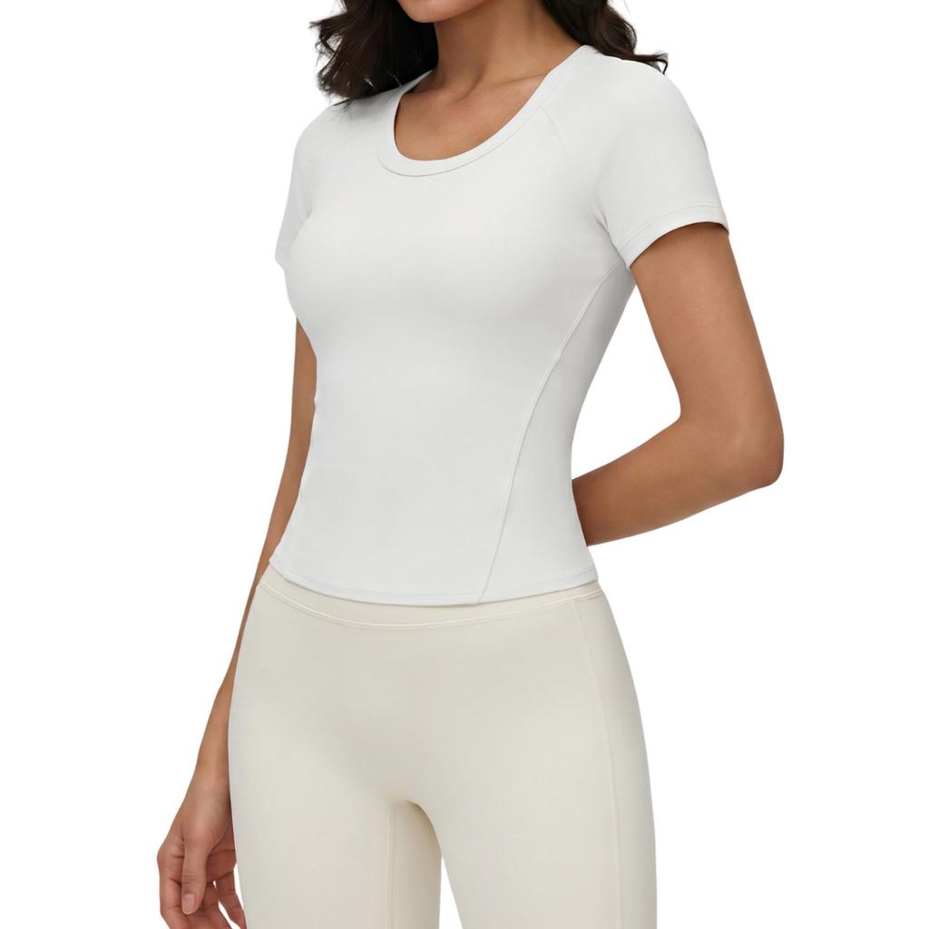 New yoga short-sleeved women's elastic and comfortable casual sports t-shirt skin-friendly breathable Pilates training fitness top