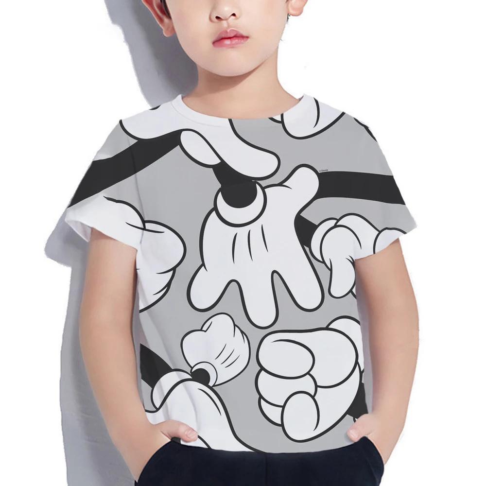 

2024 Летняя футболка с принтом Disney Mickey Mouse 3D Футболки с героями мультфильмов для мальчиков и девочек Летняя футболка с коротким рукавом Топы с героями мультфильмов Одежда 140 cm