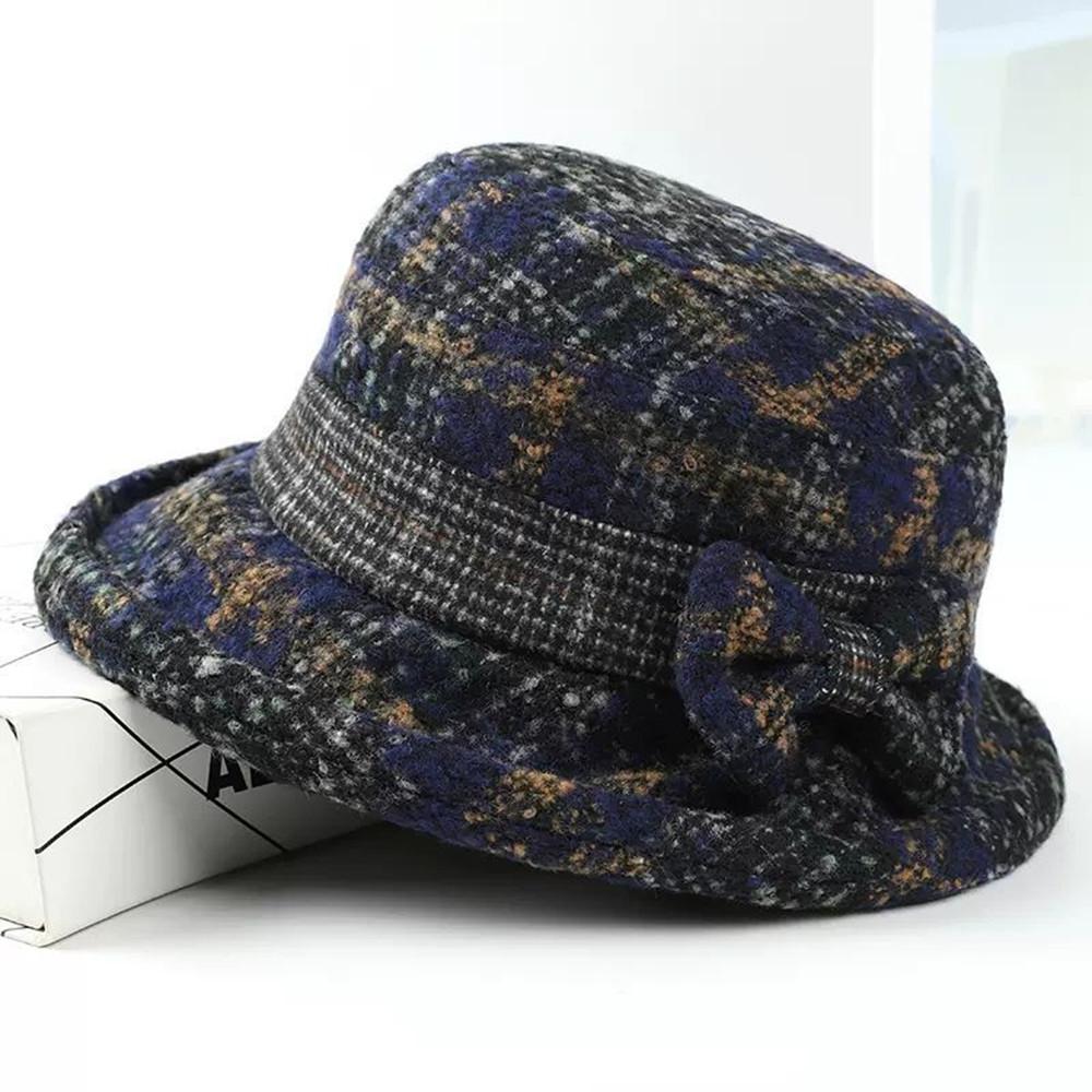 Women ' Autumn and Winter Bow Hat Thickened Warm Woolen Fisherman Hats