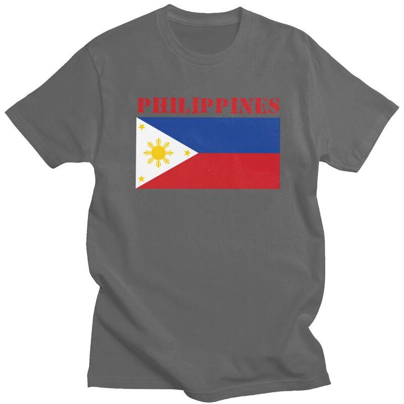 Custom Philippines Flag Tshirts for Men Short Sleeves T Shirt Fashion Tshirt Loose Fit Pure Cotton Tees Gift