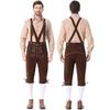 Men's German Bavarian Oktoberfest Costume Set Long Sleeve Plaid Shirt with Suspenders Pants, 2-Piece Outfit
