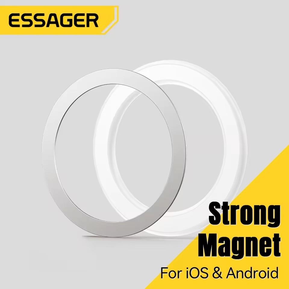 Essager Magnetic Metal Ring for iPhone 16 15 14 MagSafe Magnet for Android Phones Plate Sticker Rings For Wireless Charger Stand