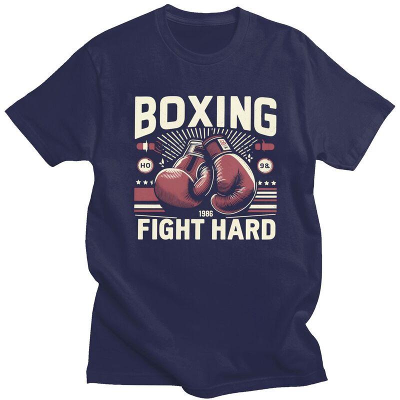 

Boxing Fight Hard T Shirt for Men 100 Cotton Boxer Marital Arts Quotes Tshirt Casual Summer Short Sleeve Tee Shirt Loose Fit 4XL