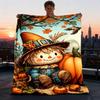 1pc Scarecrow, Pumpkin Throw Blanket Polyester Fiber, Lightweight Flannel, Soft & Warm, All Season Use for Outdoor, Camping Digital Print