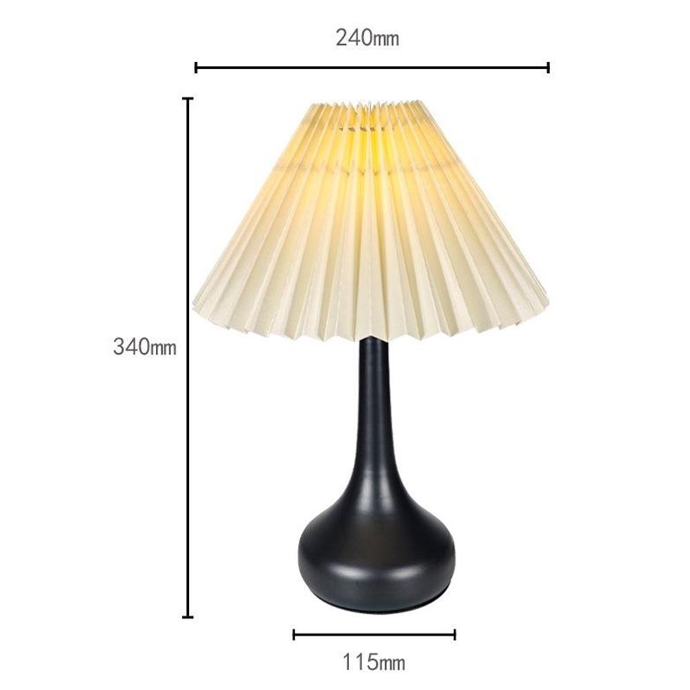 Pleated Table Lamp USB Plug In Warm Light Night Light Eye-Caring Flicker-Free LED Lamp with Metal Base