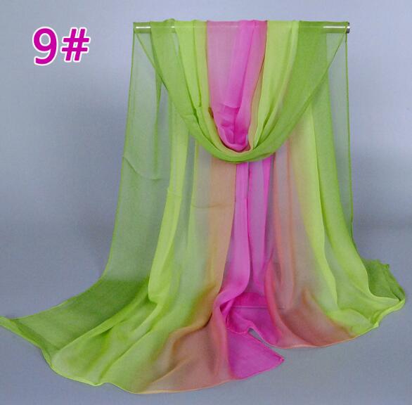 Lady Fashion Voile Girls Scarves Chiffon Scarf Women High Quality Gradual Color Women Silk Scarf  Popular Scarves Wrap shawl