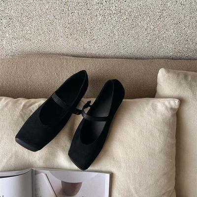 Scarpe basse quadrate con stampa leopardata in camoscio retrò suola piatta scarpe singole versatili suola morbida con scarpe Mary Jane