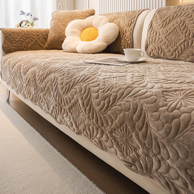 Sofa Cushion Simple Winter Plush Light Luxury Style Cushion Thickened Anti-Slip Leather Sofa Cover Cover Cloth Universal