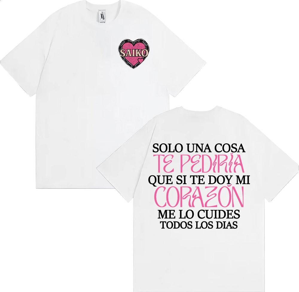 Rapper SAIKO Corazón Album Letters Print Tee Shirt Men Fashion Hip Hop Gothic Tshirt Cotton pure Casual Hip Hop T Shirt