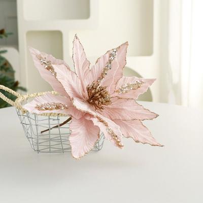 26cm Weihnachtsglitzer Samtblume Groß Simulation Künstliche Weihnachtssternblume Pailletten DIY Weihnachtsbaumschmuck