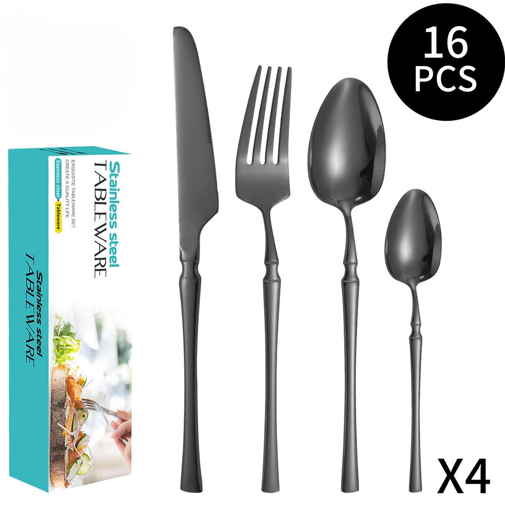 Acciaio inossidabile Ins stile francese piccolo vita luce lusso retrò stile spork per cibo in stile occidentale set da 16 pezzi