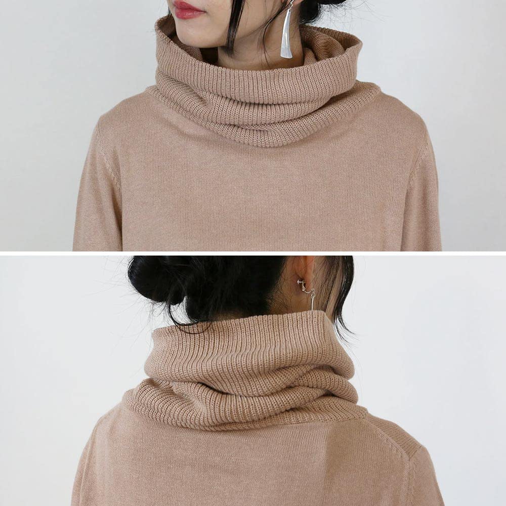Oversized Turtleneck Gray Sizes [atONE] ATN-0009 Women's Sweater, Beige, LL-3L