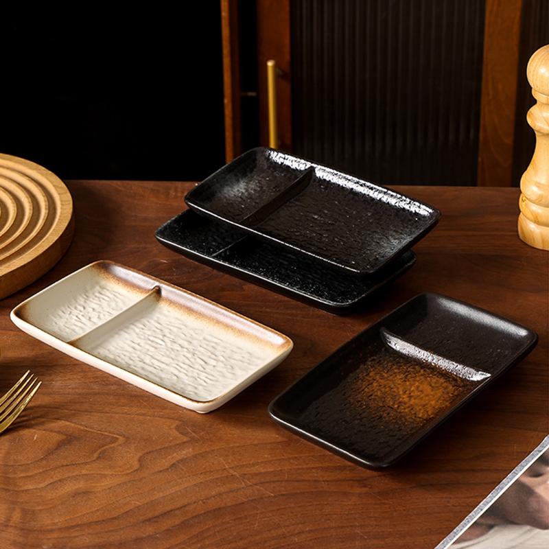 1PC Japanese Style Exquisite Plate Modern Sushi Tray Practical Ceramic Multi Compartment Plate