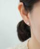 Alleun Silver 925 Glossy Heart Earrings Pearl Mini Bold