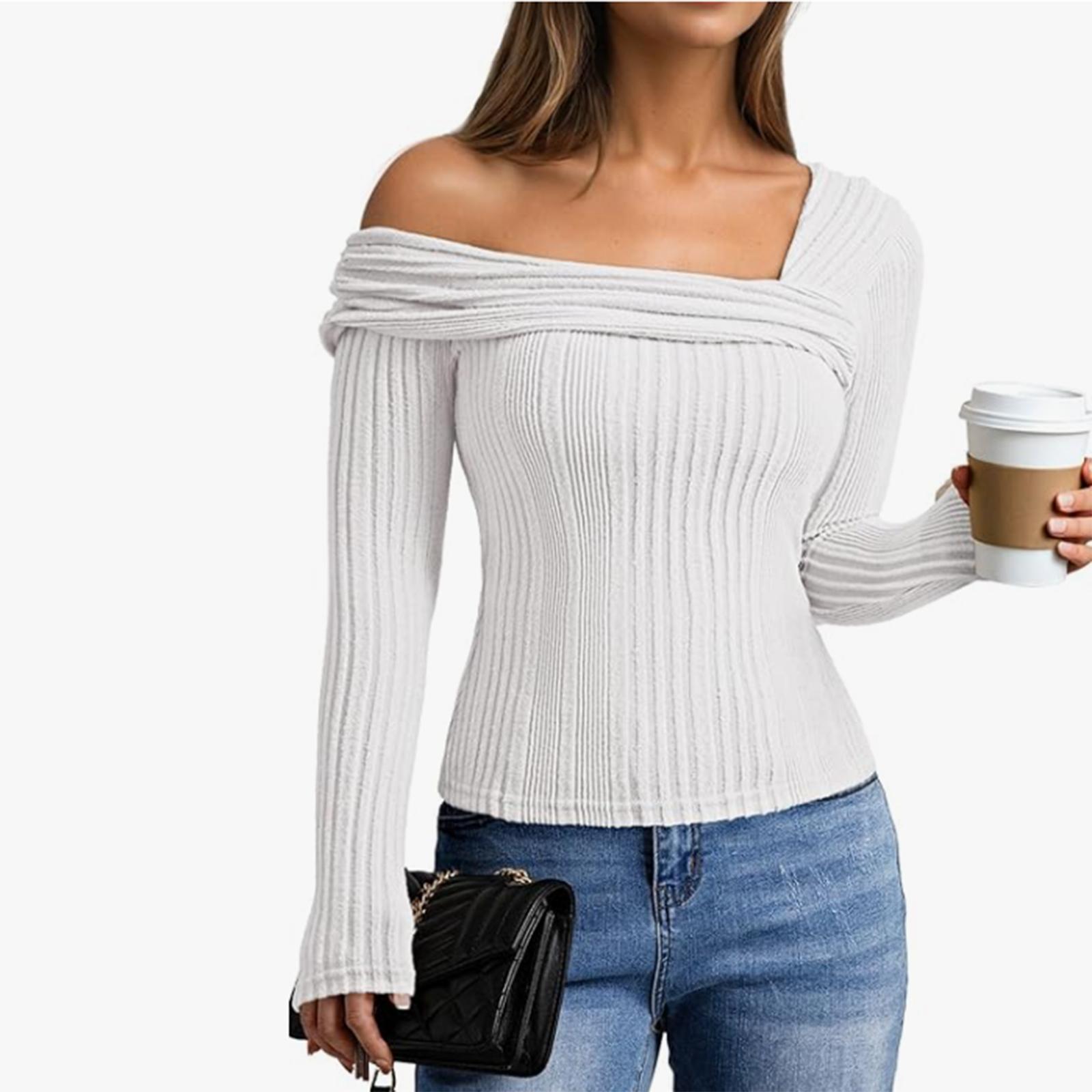 

Women s Casual Fashion Round Neck Raglan Sleeve Contrast Color Stitching Sweater L белый