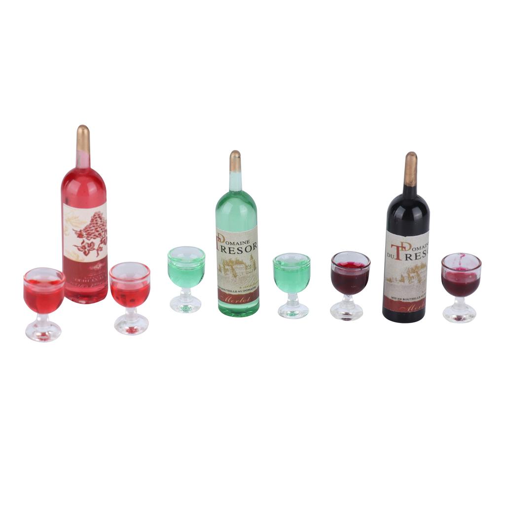 Miniature Dollhouse Wine Bottle Set Dollhouse Decoration Pretend Play Funny Mini Toy Set for Party