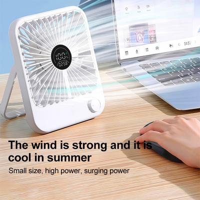 Desk Fan Portable USB Rechargeable Fan180 Tilt Folding Fan With Power Display Ultra Quiet Table Fans Office Home Adjustable Fans