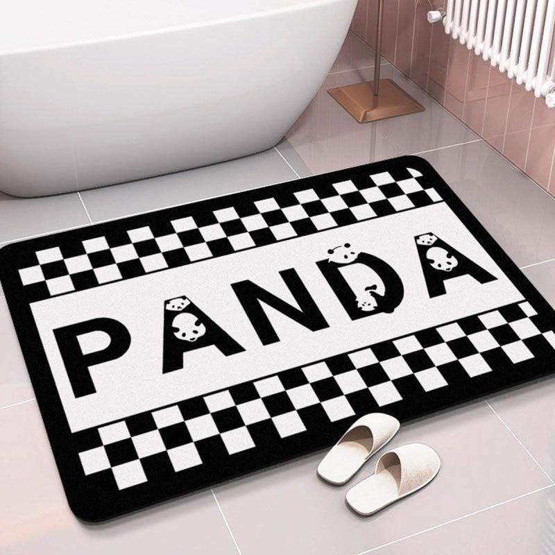 Cartoon Panda Diatom Mud Mat Bathroom Quick Drying Absorbent Non-slip Foot Mat Toilet Door Cushion Easy To Clean