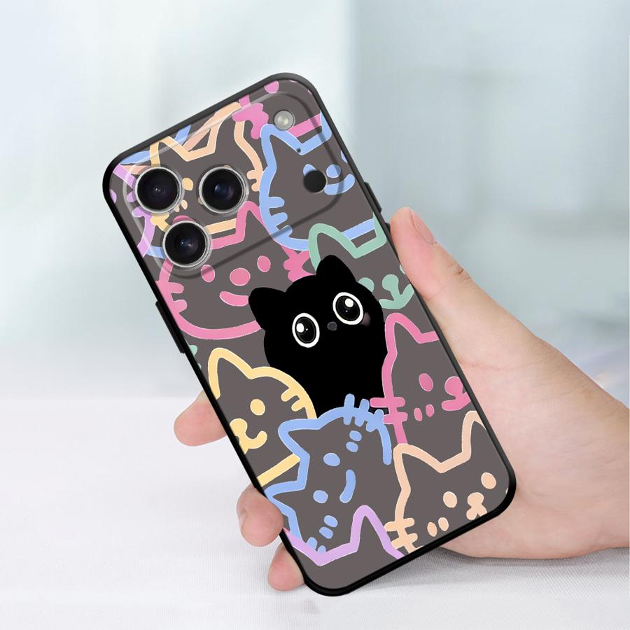Cartoon Cute Cat Funda Phone Cover Case for Apple iPhone 17 Pro Max 16 11 15 Pro 7 8 Air 12 XR XS MAX 13 14