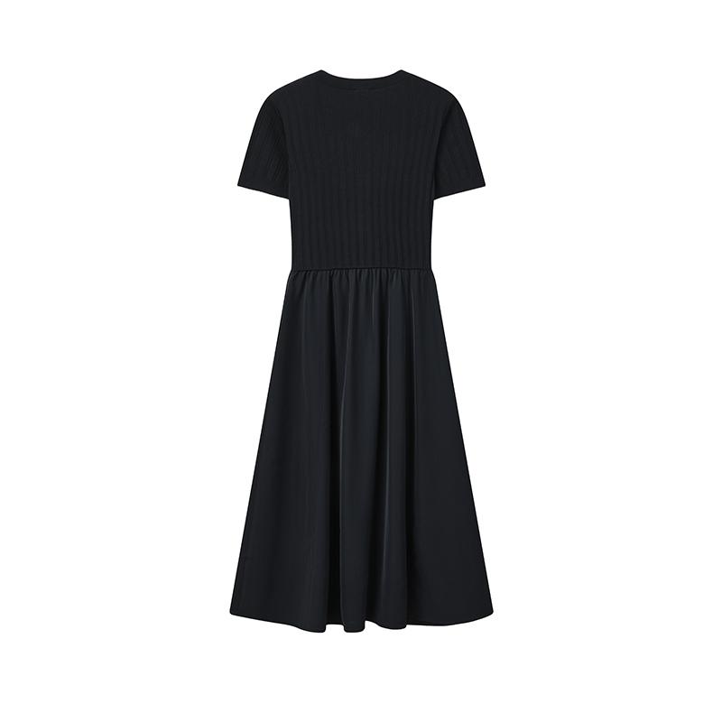FILA Heritage Fashion Simple Classic Retro Casual Elegant Relaxed Versatile Comfortable Mid-Length Slim Short Sleeve Dress Women dresses F51W628302FNV