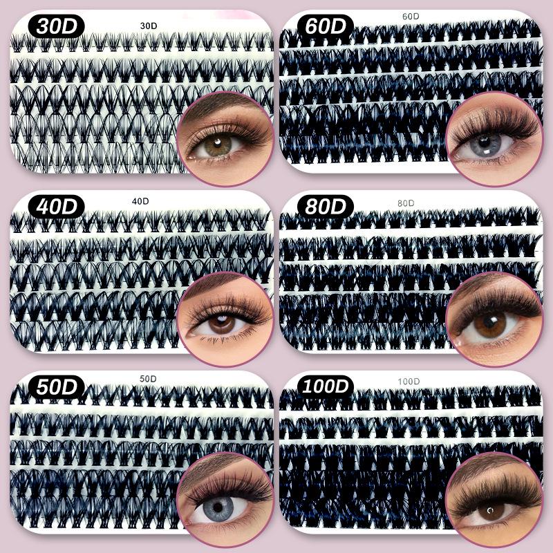 30D-100D Dense Mixed Pack Eyelash Book: D-Curl Segmented Lashes, 8-16mm, Large Capacity
