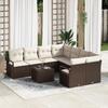 VidaXL 9-Piece Garden Sofa Set with Brown Cushions Poly Rattan 3354987