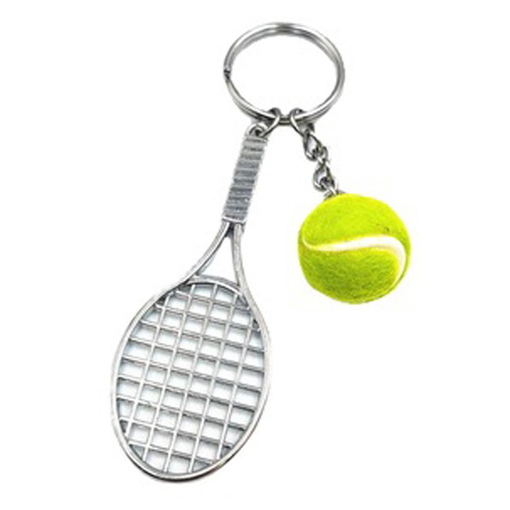 Car Key Chain 6 color Metal Tennis Racket Keychain Tennis Ball Mini Keychain Sports Key Chain