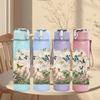 1PC Light Pastel Meadow Wildflower Print 750ml Color Plastic Sports Water Bottle Leakproof Flip Straw Lid Suitable for Sports Office Home Use