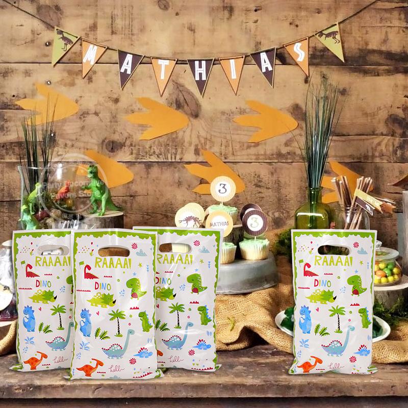 10/20/30pcs Dinosaur Gift Bag Kids Jungle Animal Birthday Party Decoration Supplies Plastic Candy Cookie Packaging Bag for Guest