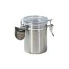 880ml 18-8 Stainless Steel Storage Canister with Locking Clear Lid for Coffee Beans, Satina Color, HB-6533