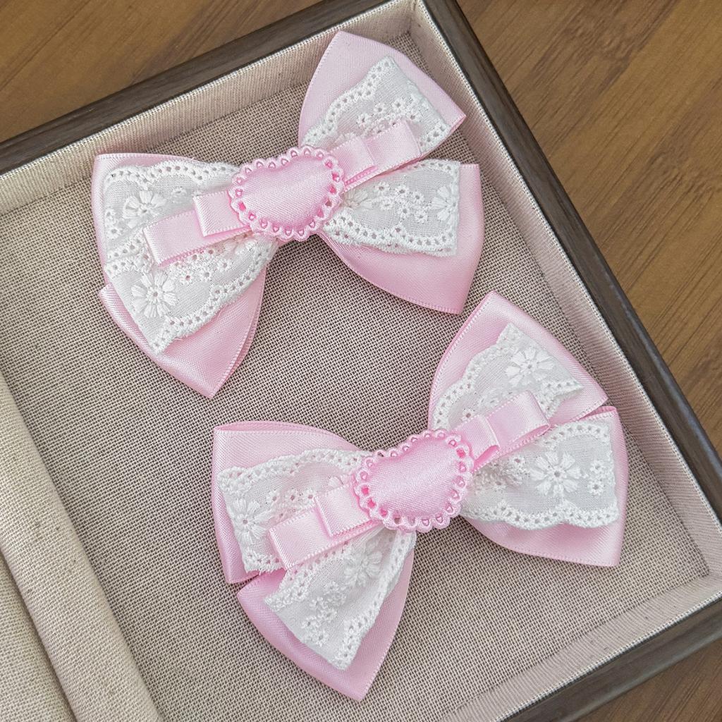 Sweet and lovely heart-shaped lace bow hairpin, girl princess afternoon tea headwear, hair accessory