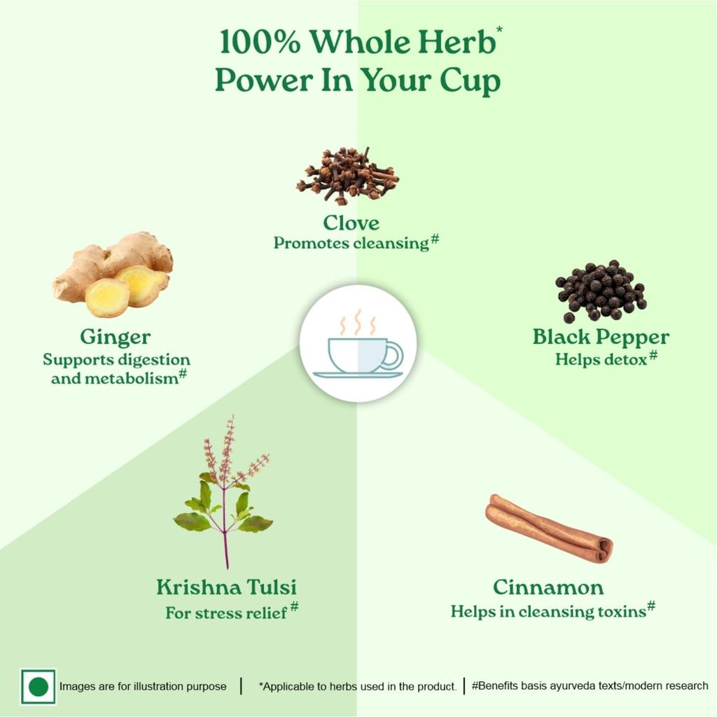 ORGANIC INDIA Tulsi Detox Kahwa Tea Bags 25  | Cleanse, Improve Digestion & Refreshing Herbal Tea