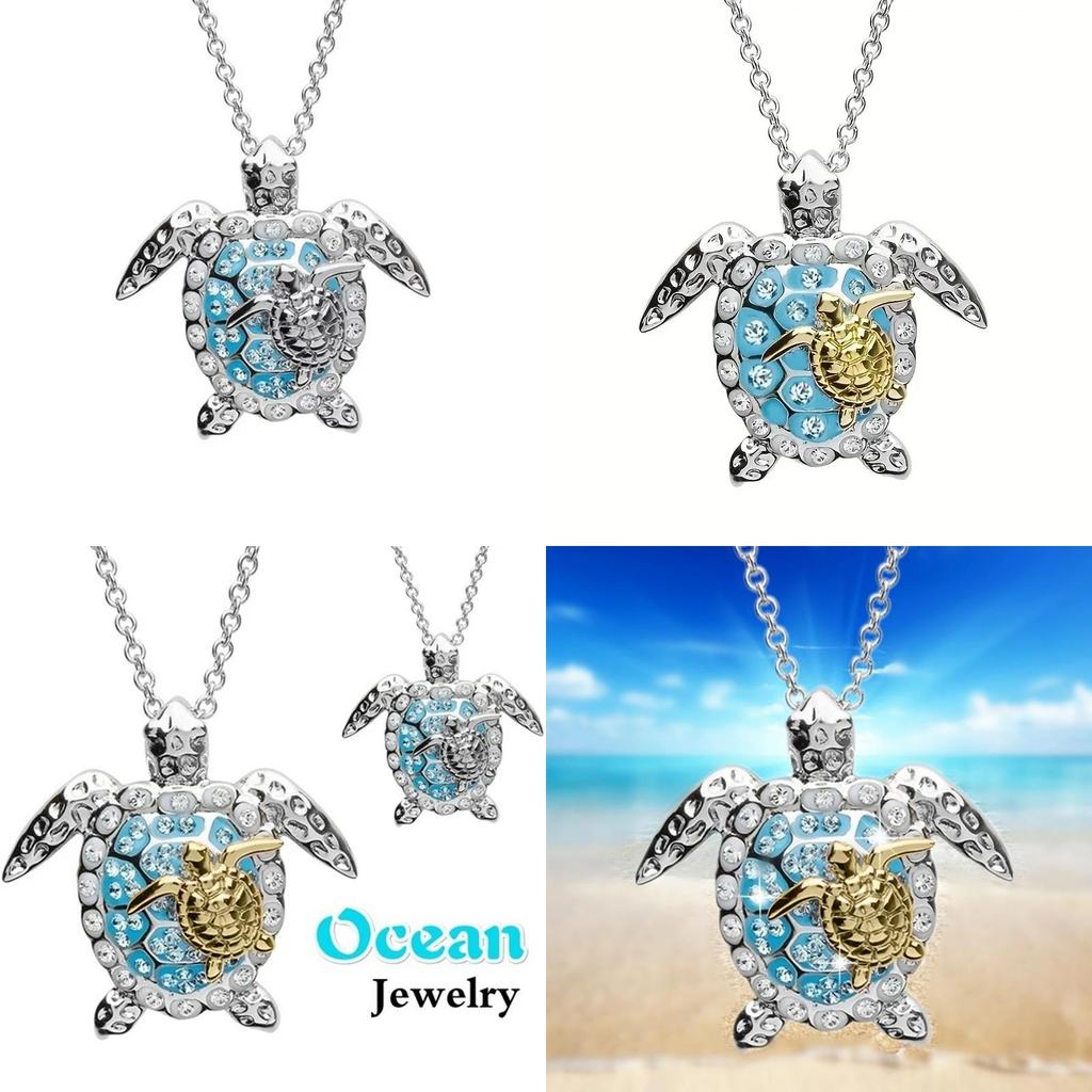 Sea Stylish Turtle Necklace In Silver And Gold Perfect Animal Accessory Couples For