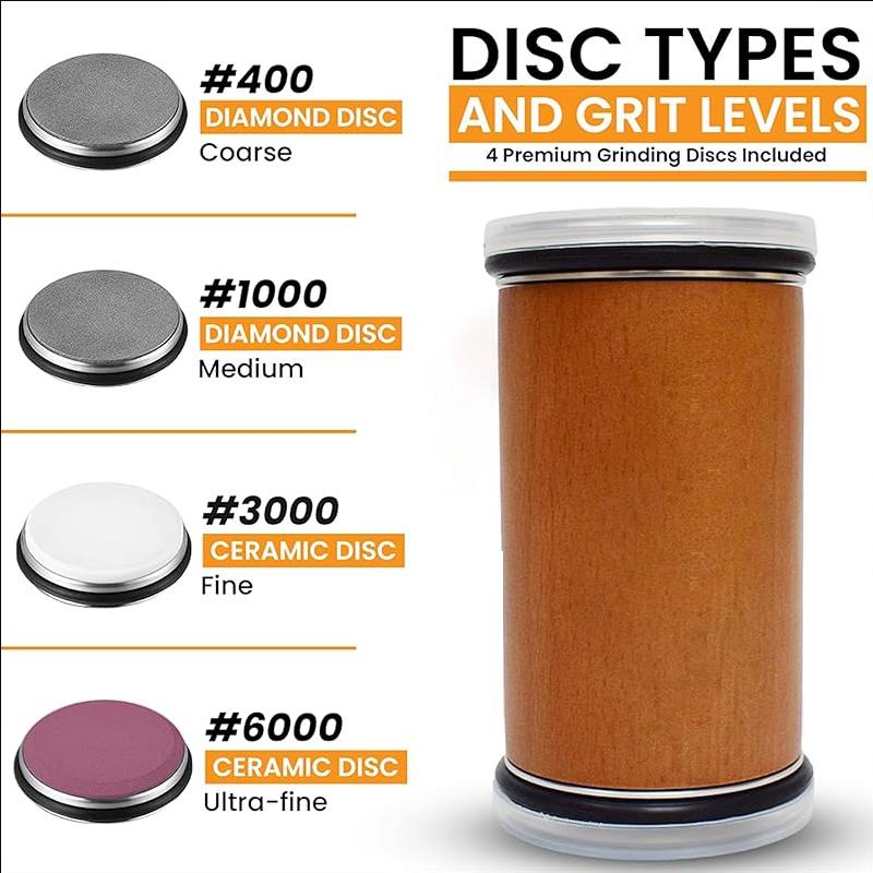 Professional Magnetic Roller Grip Knife Rolling Sharpener with 15 18 20 22 Degree Sharpening Angle 2Disc Stone for Family Hotels