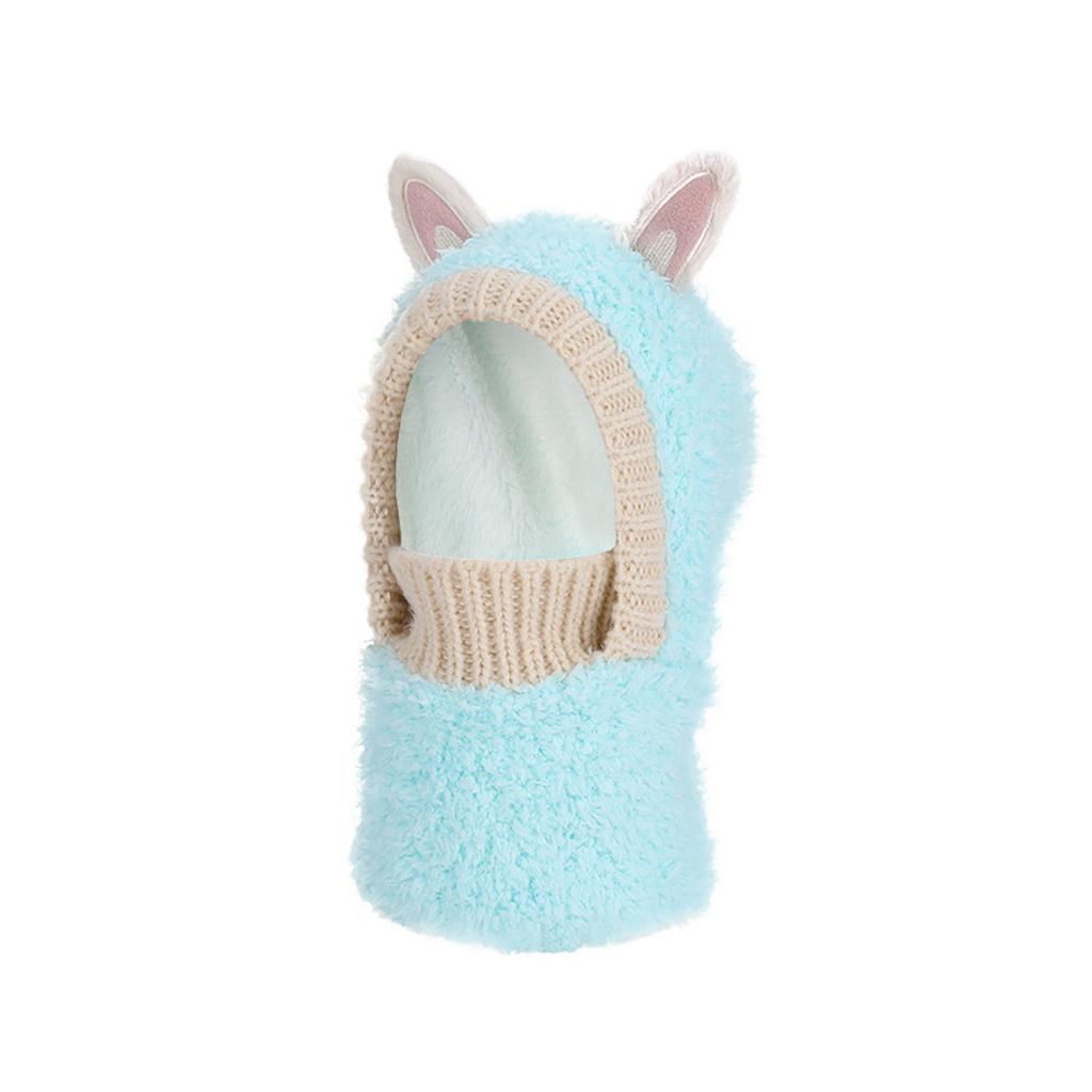 Children's Plush Warm Ear Pullover Hat With Plush Mask And Neck