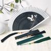 Chinese Style Crane Fan Archaic Folding Fan New Chinese Style for Cheongsam Han Dynasty Portable Small Folding Fan Summer Bamboo Fan