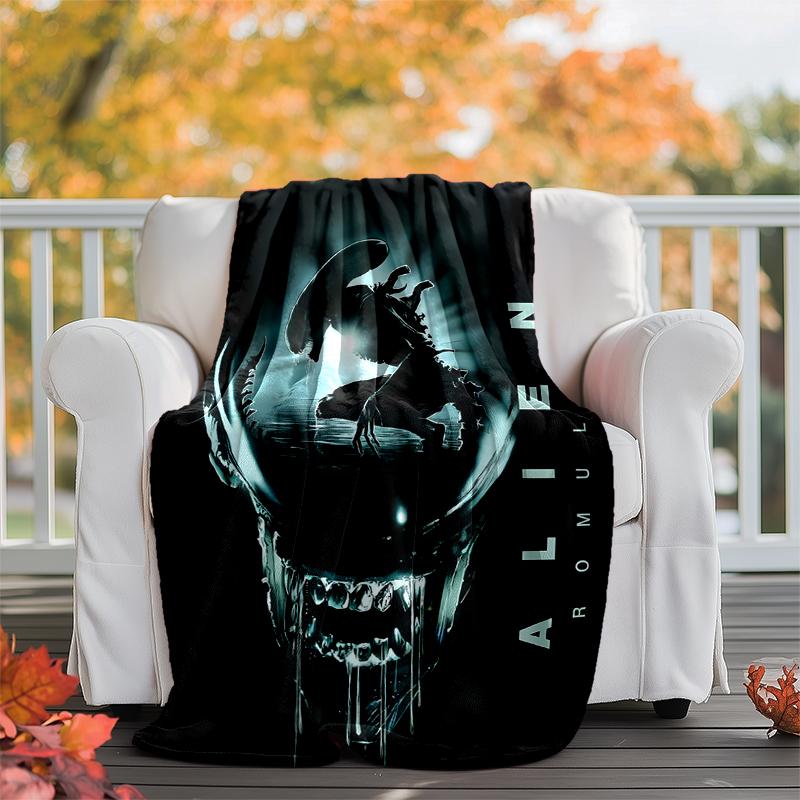 Alien Flannel Blanket Soft Warm All-Season Throw, Design for Camping, Car Travel, Hiking Sofa, Bed, Office Perfect Gift for Parties