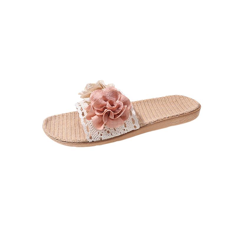 

Мода 2025 Новые Женские Модные Разноцветные Крупные Цветы Студенческие Отпуск Пляж Легкие Нескользящие Износостойкие Шлепанцы на Плоской Подошве 39-40 бежевый