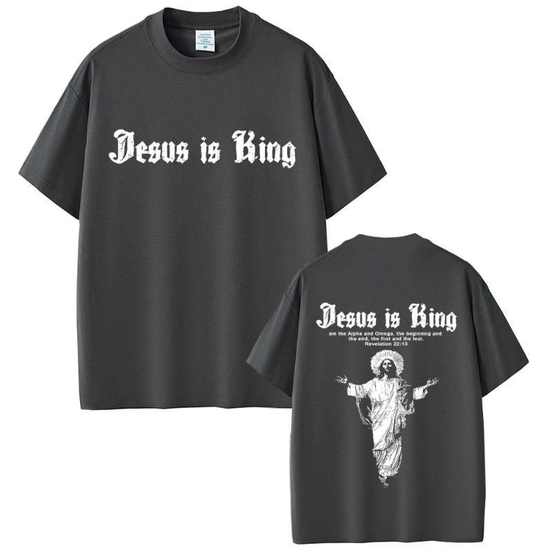 Jesus Is King Graphic T-shirt Christian Religious Short Sleeve T-shirts Summer Men Women Fashion Gothic Rock T Shirt Streetwear