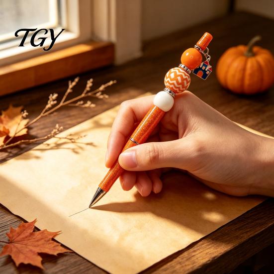 Customizable Stylus Pens 8PCS Halloween Beadable Pens, Assorted Acrylic Beads Decor, DIY Ballpoint Handcrafted Gifts for Best Friends Pen Set Holiday