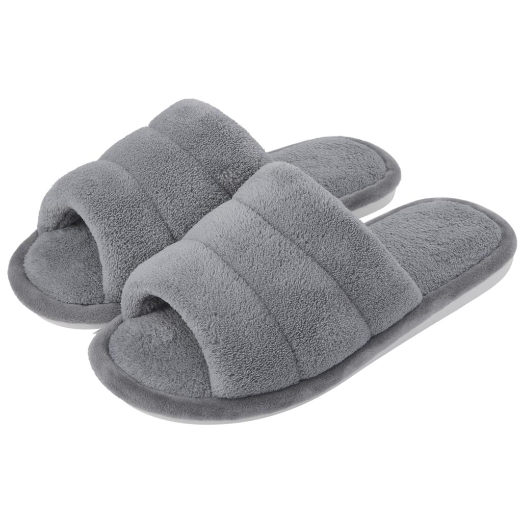 Goosecret Cozy Cotton Shoes Women Plush Fuzzy House Slippers Lightweight Open Toe Indoor Slides Casual Non-Slip Soft Sole Sandal