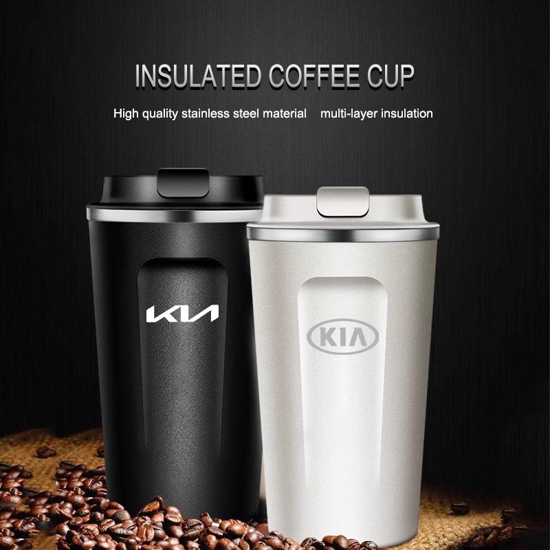 STXW3 Car 380ML Cafe Coffee Cup Stainless Steel Thermos Mug For KIA K9 Sportage Niro K5 Carnival EV6 EV9 EV3 K8 Stinger Forte Ceed K4