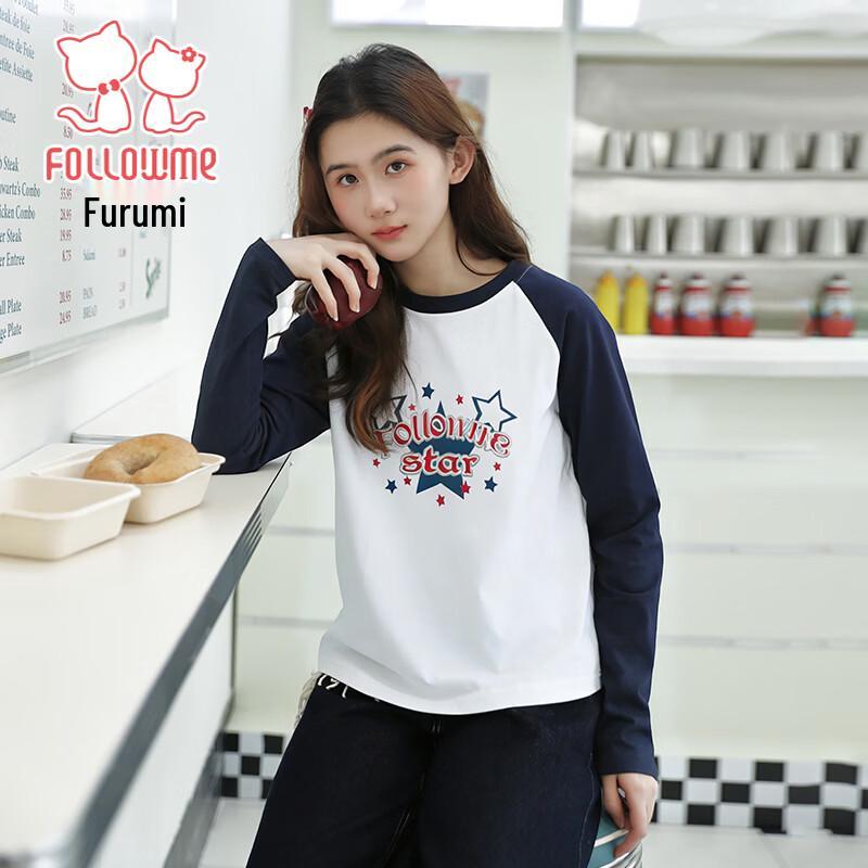 Fuluomi Girls Cartoon Star Print Raglan T-Shirt 160