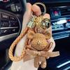 Trendy Knitted Bear Keychain: 3D Cartoon Figurine Pendant for Backpacks & Cars, Women's Cute Ornament Gift.