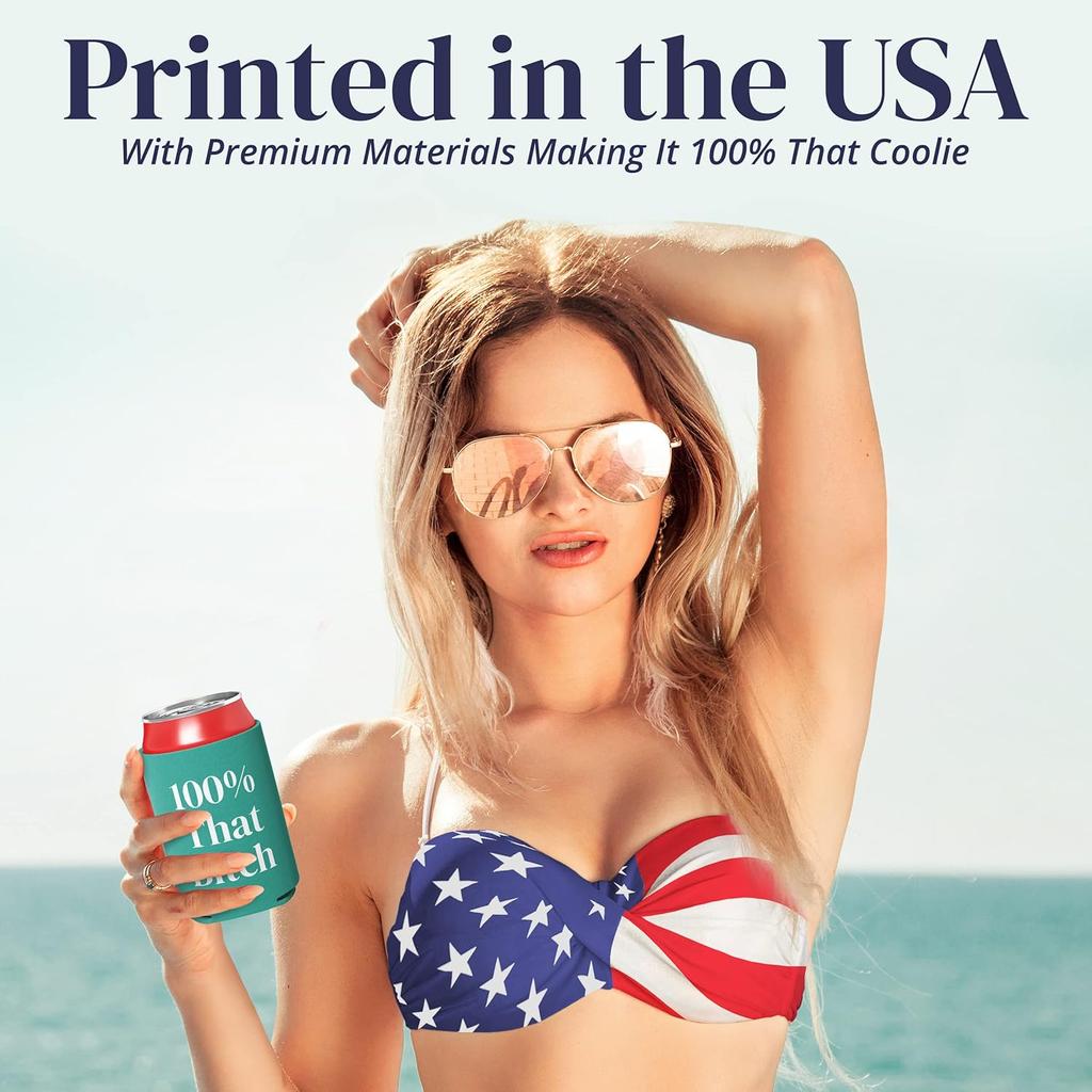 Sassy, Waterproof 100% That Turquoise Can Cooler. Durable Neoprene Beer, Soda, Water, or Other Beverage Sleeve. Novelty Drink Coolie is a Great Party